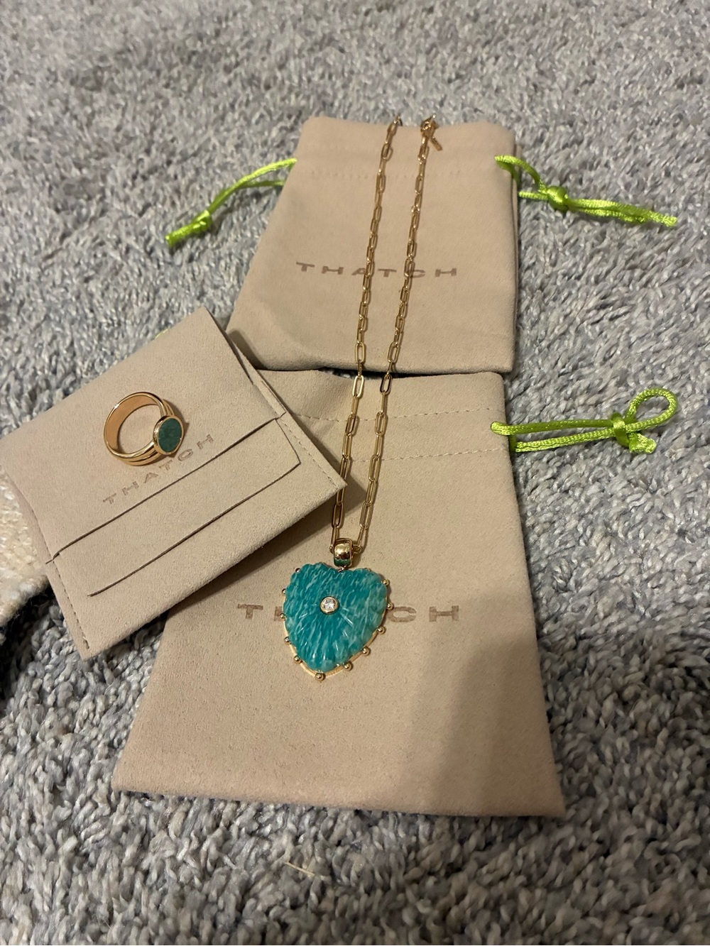 Thatch Amazonite Necklace & Ring (size 8)